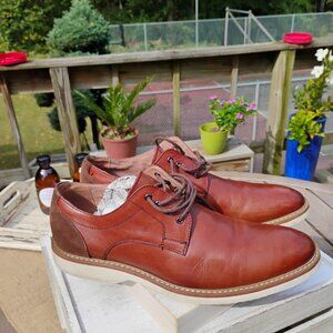 Florsheim Leather Derby Shoes – Cognac Brown – Size 10.5 – Classic Dress Casual